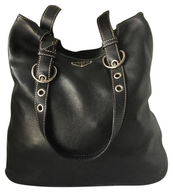 Prada Hobo Leather Daino Buckle Shoulder Bag