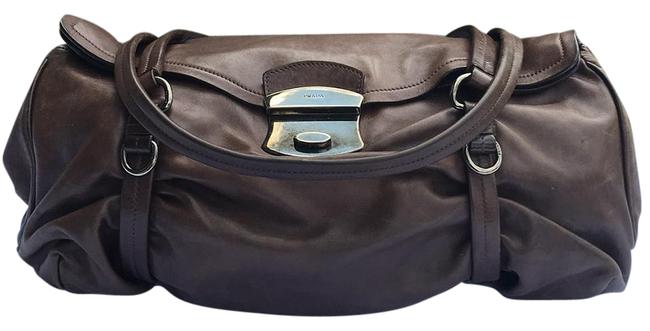 Prada Leather Easy Flap Brown Shoulder Bag