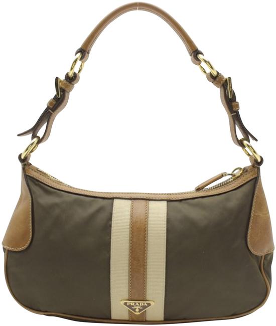 Prada Leather Green Nylon Shoulder Bag