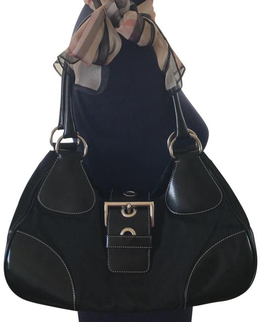 Prada LeatherNylon Black Nylon Shoulder Bag