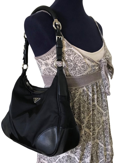 Prada Like New Black Leather Shoulder Bag