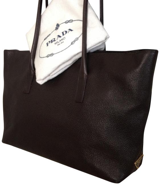 Prada Like New Made In Italy Dark Brown Leather Shoulder Bag