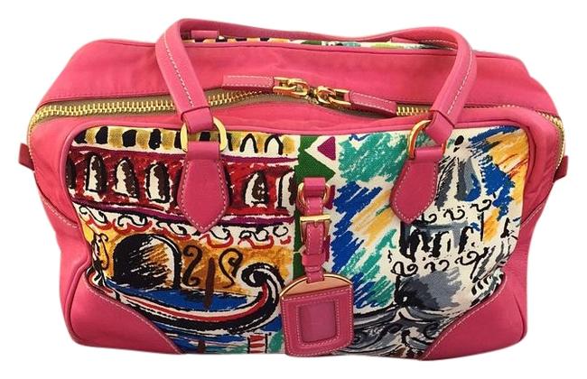 Prada Canapa Limited Edition St Venez Handbag Bright Pink Rare Shoulder Bag
