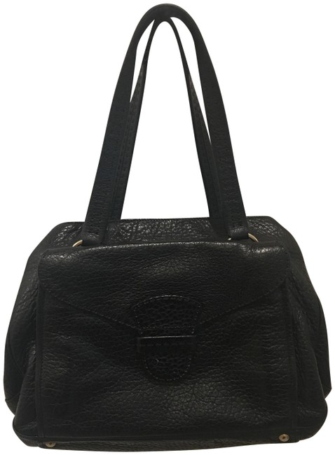 Prada Lined Black Buffalo Leather Shoulder Bag