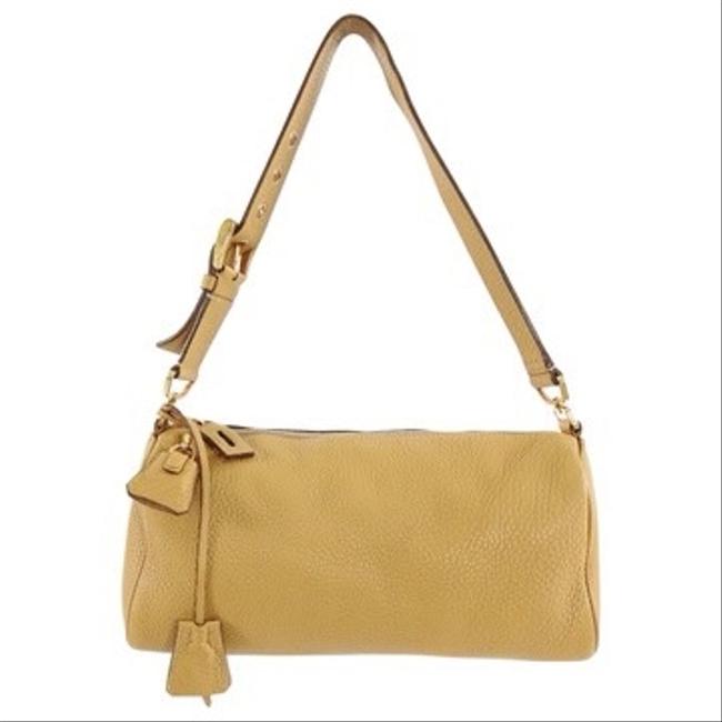 Prada Lock Key Brown Leather Shoulder Bag