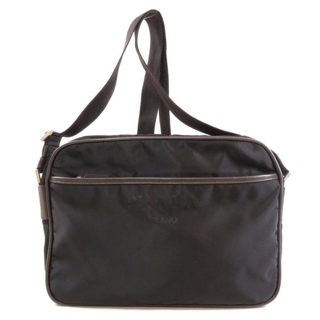 Prada Logo Design Ladies Black Nylon Shoulder Bag