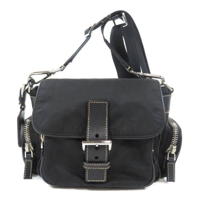 Prada Logo Ladies Black Nylon Shoulder Bag