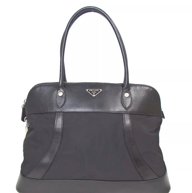 Prada Padlock Logo Black Nylon Leather Shoulder Bag