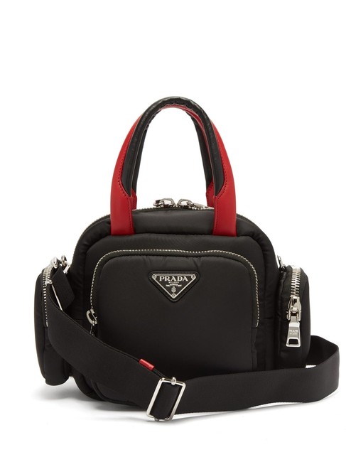 Prada Logo plaque Mf Black Nylon Shoulder Bag