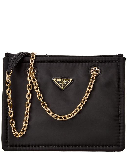Prada Logo Plaque Chain Nylon Black Tessuto Shoulder Bag