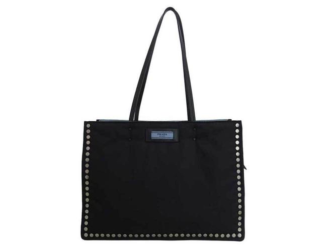 Prada Logo Tote Ladies Black Nylon Shoulder Bag