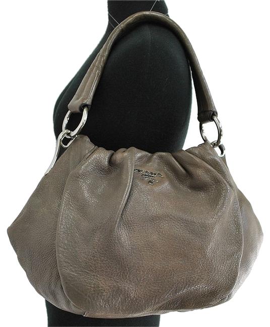 Prada Logos Charcoal Brown Leather Italy Vintage Shoulder Bag