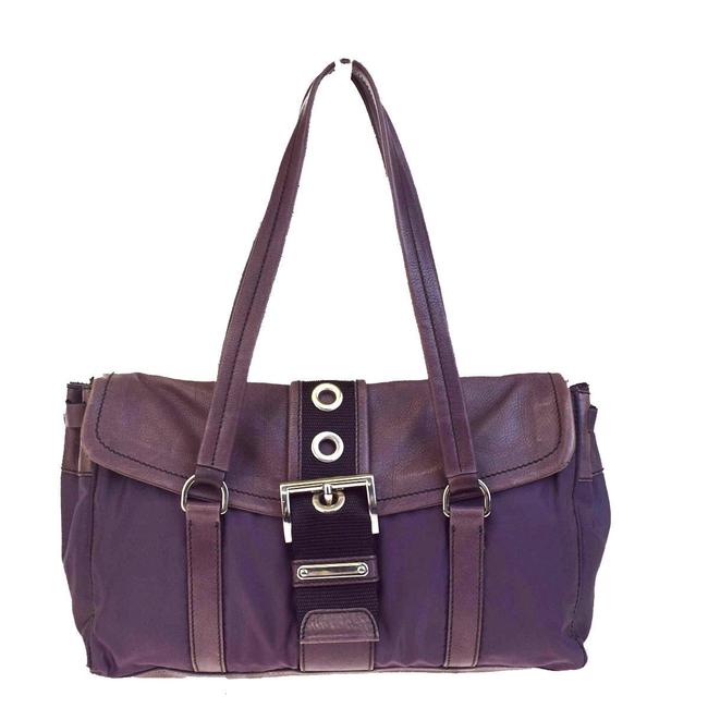 Prada Logos In Italy 01eb019 Purple Nylon Leather Shoulder Bag