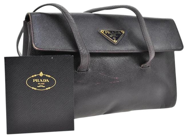 Prada Logos Pvc Vintage Italy Dark Purple Shoulder Bag