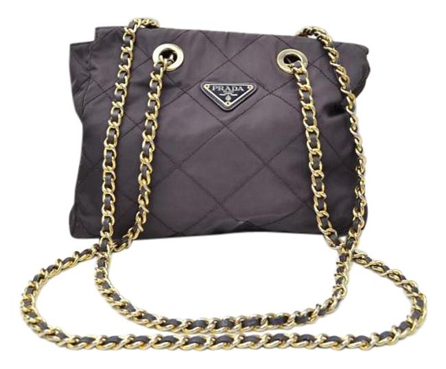 Prada Logos Quilted Chain Nylon Tote Shoulder Bag