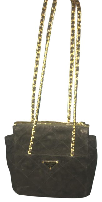 Prada Chain Long Black Suede Shoulder Bag