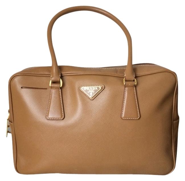 Prada Lux Camel Saffiano Leather Shoulder Bag