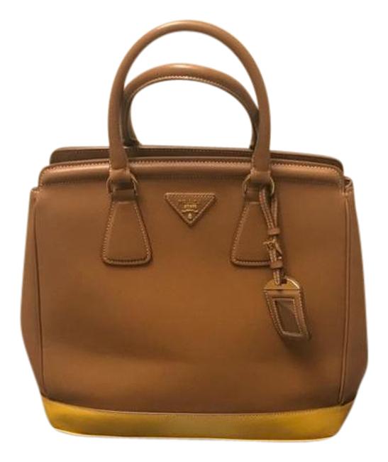 Prada Lux Parabole CaramelYelloow Saffiano Leather Shoulder Bag