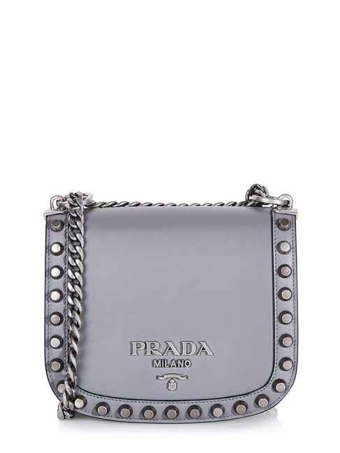 Prada Luxurious #54868 Grey Leather Shoulder Bag