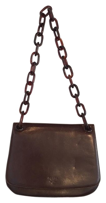 Prada Madras Swing Burgundy Box Leather Shoulder Bag