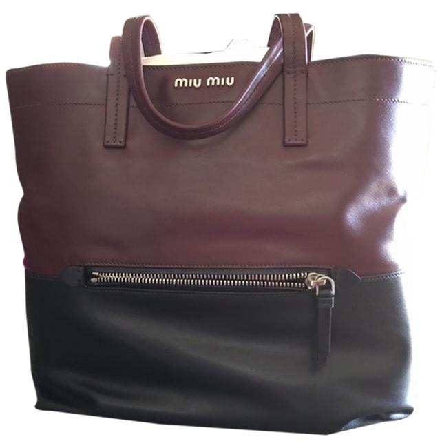 Prada Maroon and Black Leather Shoulder Bag