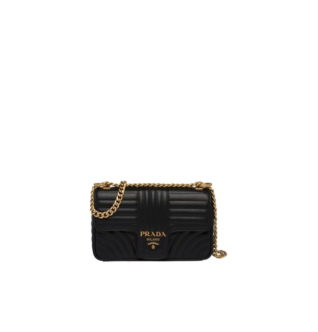 Prada Medium Diagramme Black Leather Shoulder Bag