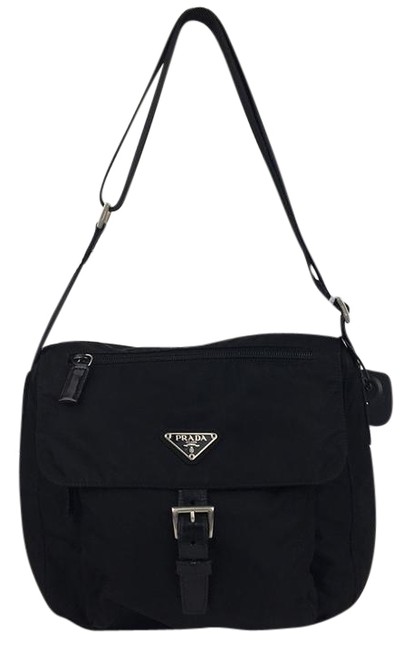 Prada Medium Flap Black Nylon Shoulder Bag
