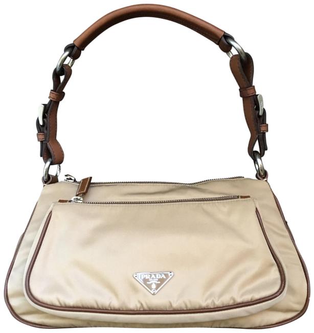 Prada Medium Handbag Beige Nylon Shoulder Bag