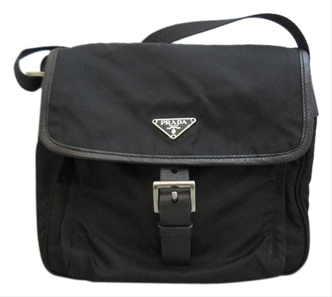 Prada Messenger Nero Triangle Logo Men Women Bt0173 Black Nylon Shoulder Bag