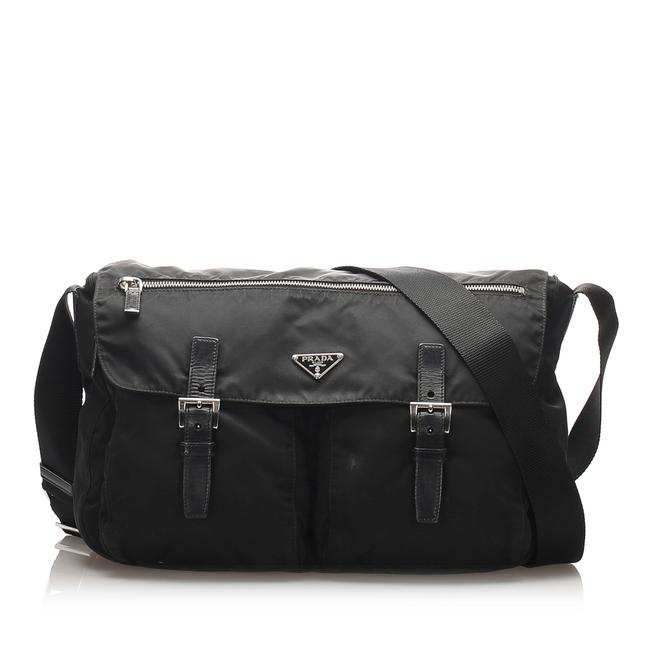 Prada Messenger Tessuto Black Leather Shoulder Bag