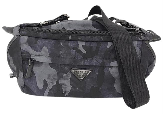 Prada Messenger Va0991 Body Camouflage  Gray Nylon Shoulder Bag
