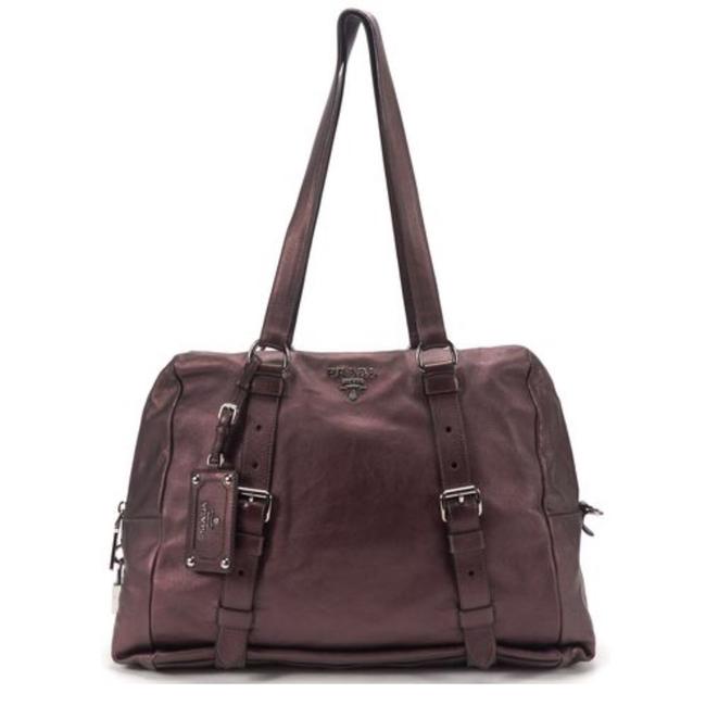 Prada Metallic Leather Silver Hardware Purple Shoulder Bag