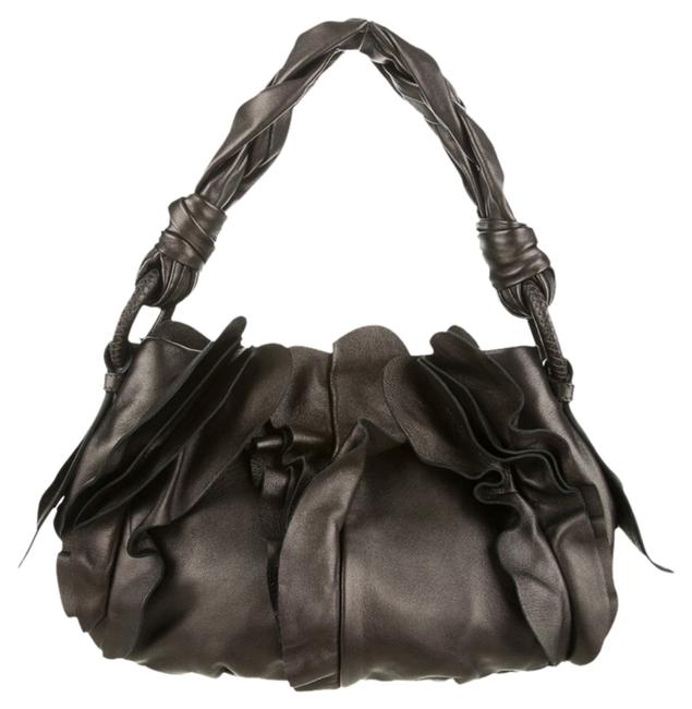 Prada Metallic Ruffle Graphite Brown Shoulder Bag
