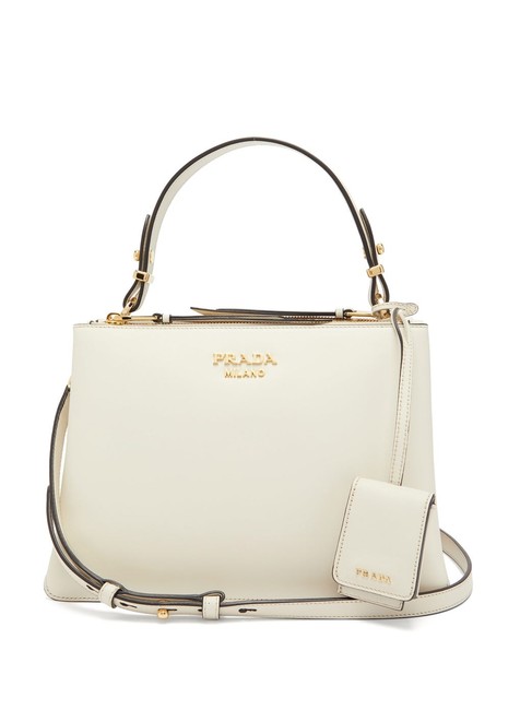 Prada Mf Deux Handbag White Leather Shoulder Bag