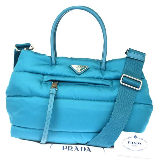 Prada Milano Bomber 2way Hand Italy Blue Nylon Leather Shoulder Bag