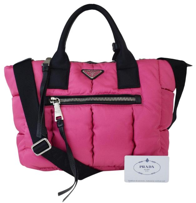 Prada Milano Bomber Pink Nylon Leather Shoulder Bag