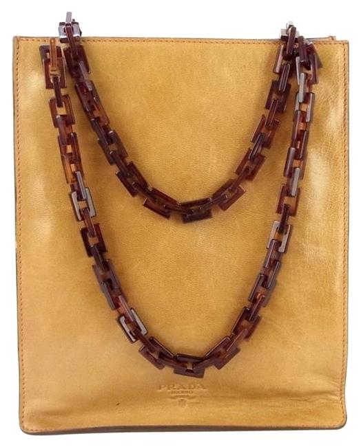 Prada Milano Light Handbag Purse Made In Italy Brown Leather Shoulder Bag