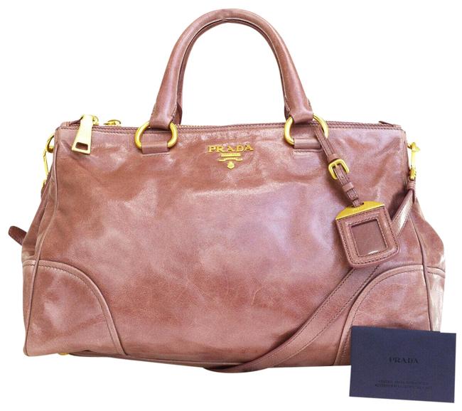 Prada Milano Logos Italy Pink Leather Shoulder Bag