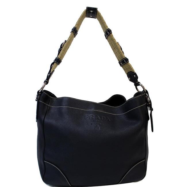 Prada Milano Navy Blue Leather Shoulder Bag