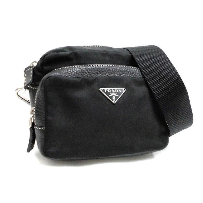 Prada Mini Tessuto Black Canvas Shoulder Bag