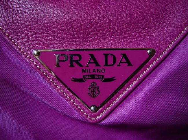 Prada Monogram Malva Tessuto Nadir Leather and Nylon Shoulder Bag