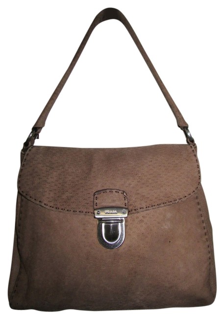 Prada Monogrammed Purse Made In Italy Brown Leather Shoulder Bag