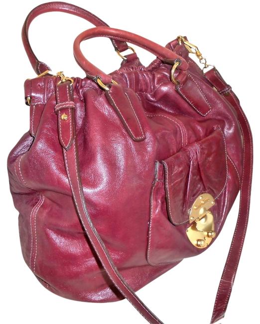 Prada XL Mui Tote Rich Burgundy Italian Leather Shoulder Bag