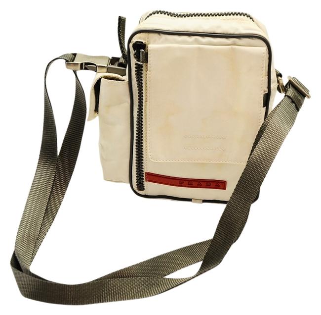 Prada Multi Pockets Cross Body White Canvas Shoulder Bag