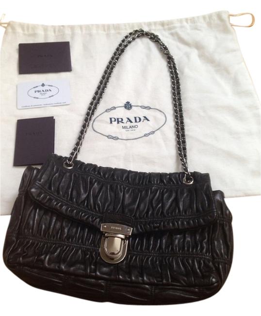 Prada Nappa Gaufre Black Leather Shoulder Bag
