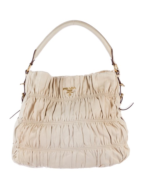 Prada Nappa Gaufre Satchel Creme Leather Shoulder Bag