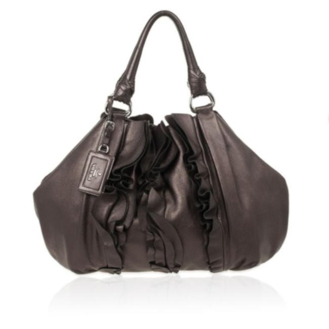 Prada Nappa Ruffle Grey Leather Shoulder Bag