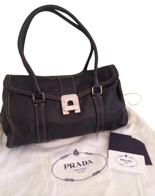 Prada Twist Nappa Black Leather Shoulder Bag