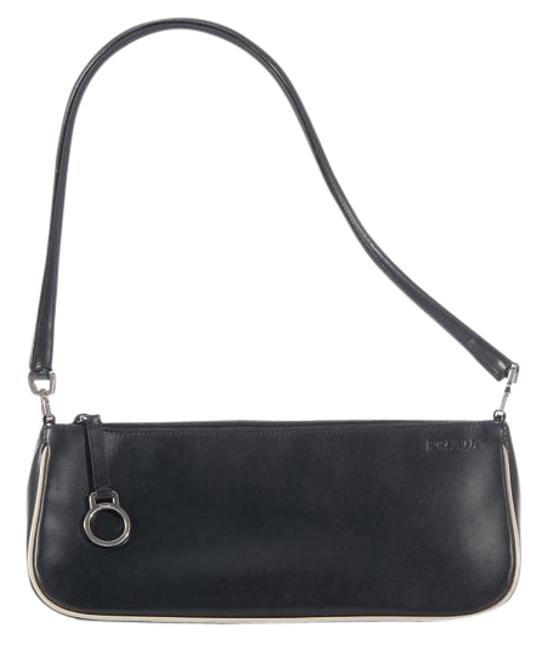 Prada Navy Leather Pochette Shoulder Bag