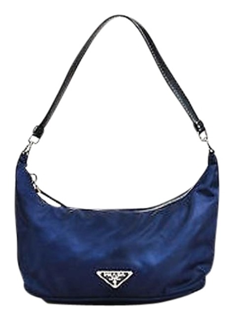 Prada Navy Tessuto Nylon Leather Trim Shoulder Bag